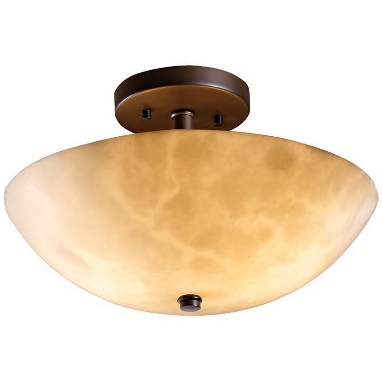 Image 2 Justice Clouds 14" Semi-Flush Bronze and Faux Stone Ceiling Light