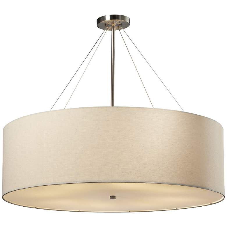 Image 2 Justice Desig Textile Classic 36 inch Wide Nickel Cream Drum Pendant Light