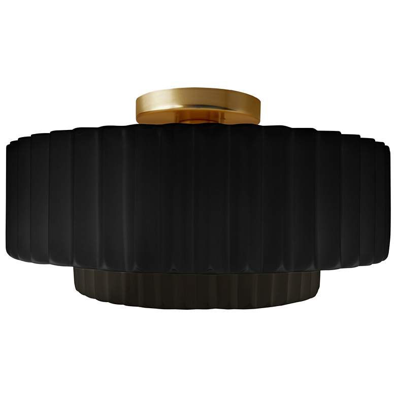 Image 1 Justice Design 14 1/2" Wide Gloss Black Pleated Ceiling Light