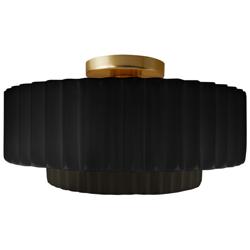 Justice Design 14 1/2" Wide Gloss Black Pleated Ceiling Light