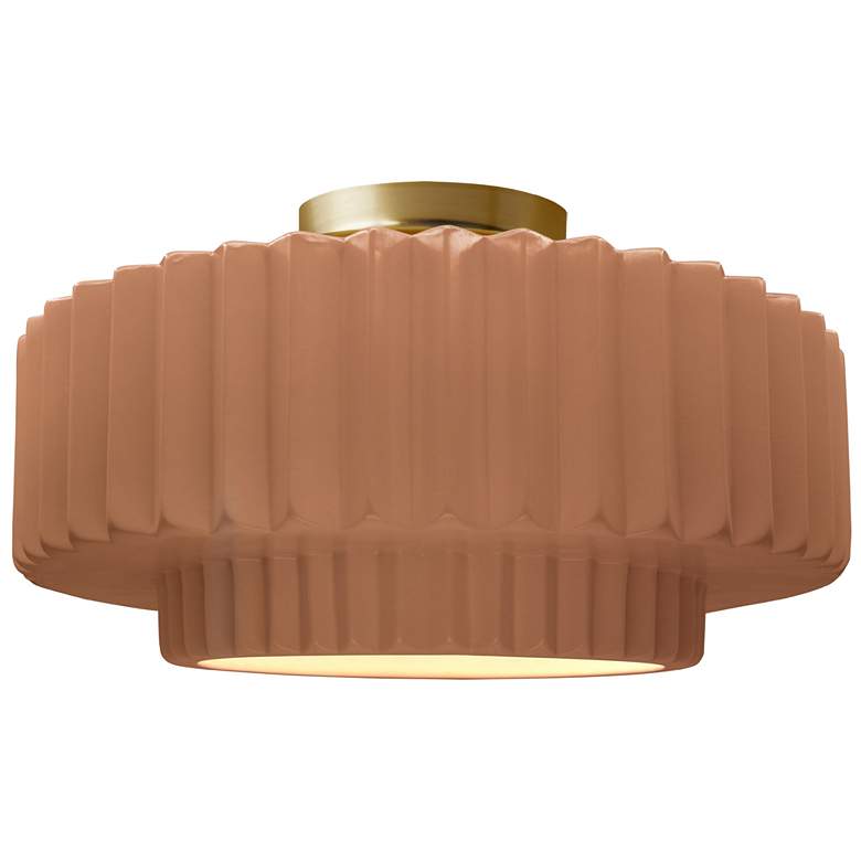 Image 1 Justice Design 16 1/2" Brushed Brass Adobe Brown LED Ceiling Light