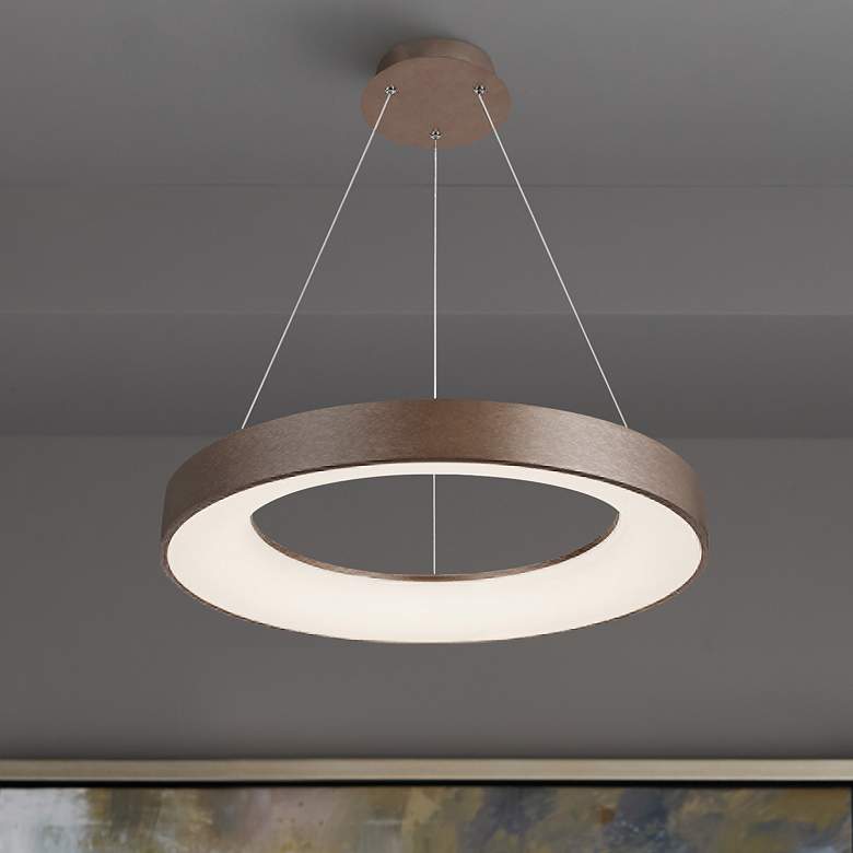 Image 1 Justice Design Acryluxe Sway 15" Light Bronze LED Ring Pendant Light
