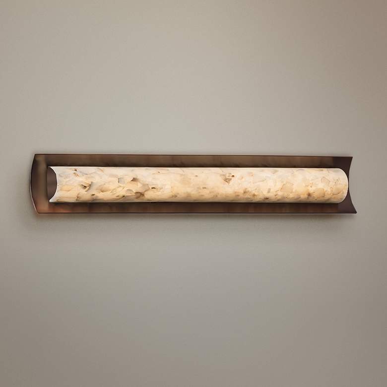 Image 1 Justice Design Alabaster Rocks! Lineate 30" Dark Bronze LED Bath Light