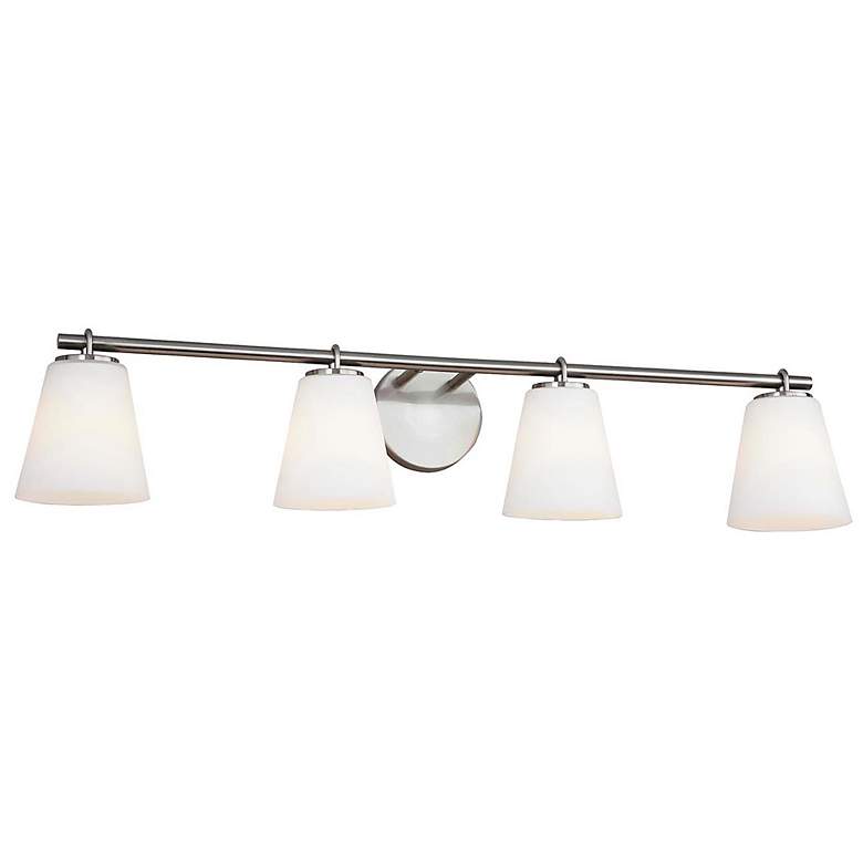 Image 1 Justice Design Alpino 35" Wide Brushed Nickel 4-Light Bath Light