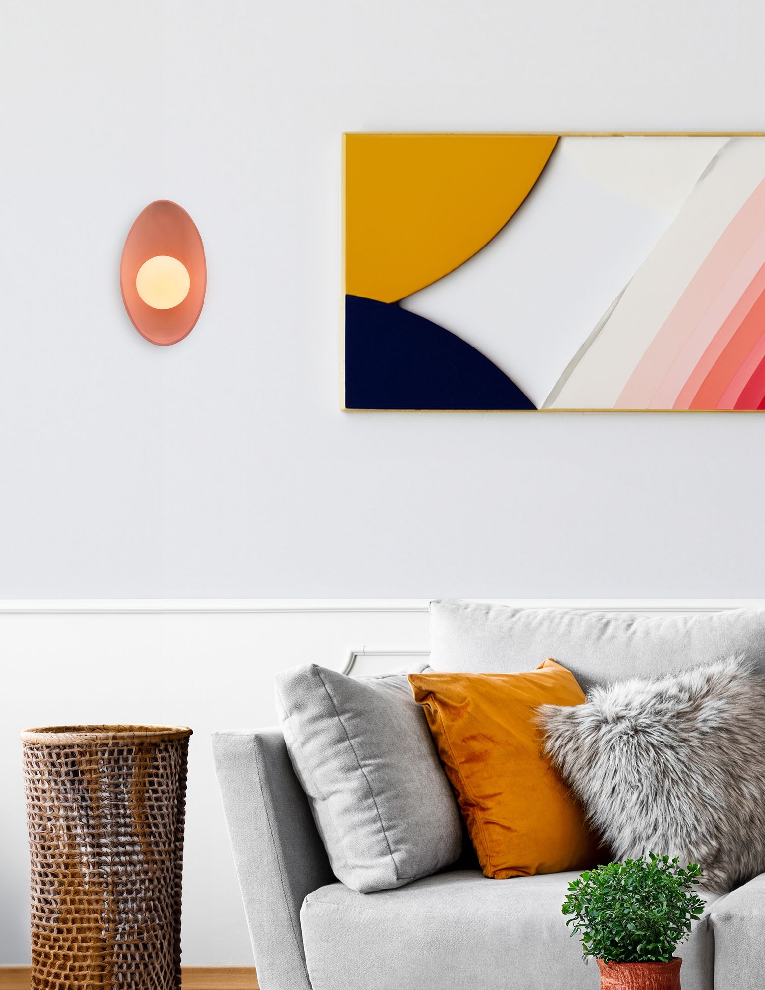 Image 3 Justice Design Ambiance 12" High Gloss Blush LED Wall Sconce more views