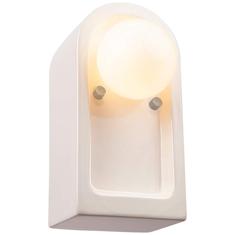 Image 1 Justice Design Arcade 9" High Gloss White Wall Sconce