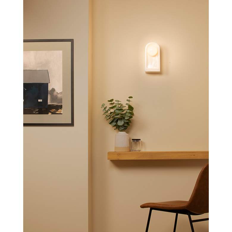 Image 6 Justice Design Arcade 9" High Gloss White Wall Sconce more views