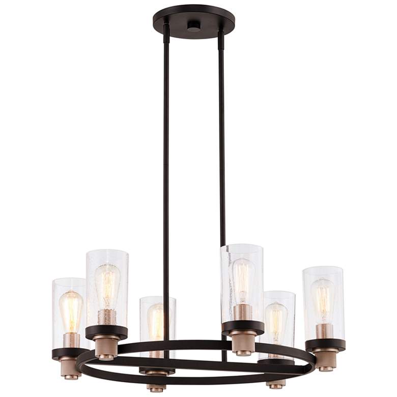 Image 2 Justice Design Austin 27" Wide Matte Black 6-Light Chandelier