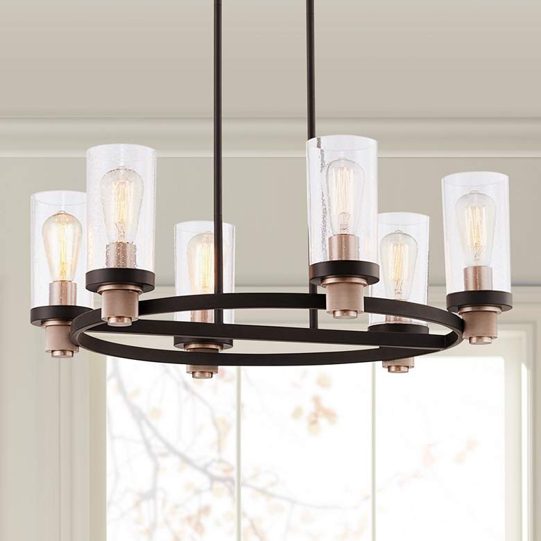 Image 1 Justice Design Austin 27" Wide Matte Black 6-Light Chandelier