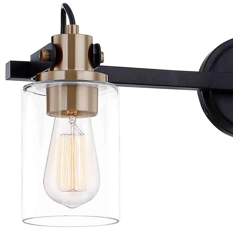 Image 2 Justice Design Brooklyn 23 1/2 inch Black and Brass 3-Light Bath Light more views