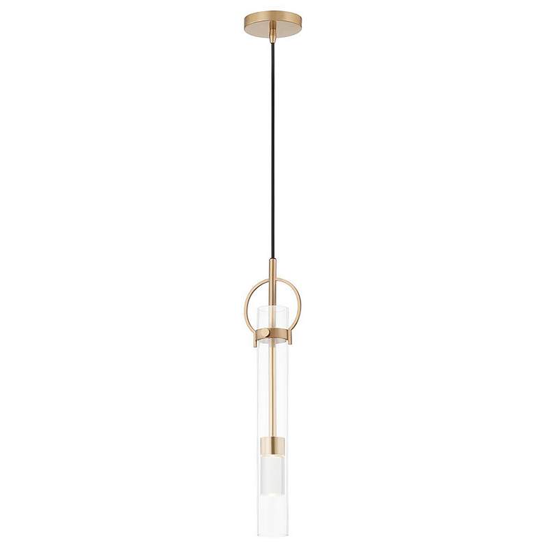 Image 2 Justice Design Chloe 5" Wide Brushed Brass LED Mini Pendant