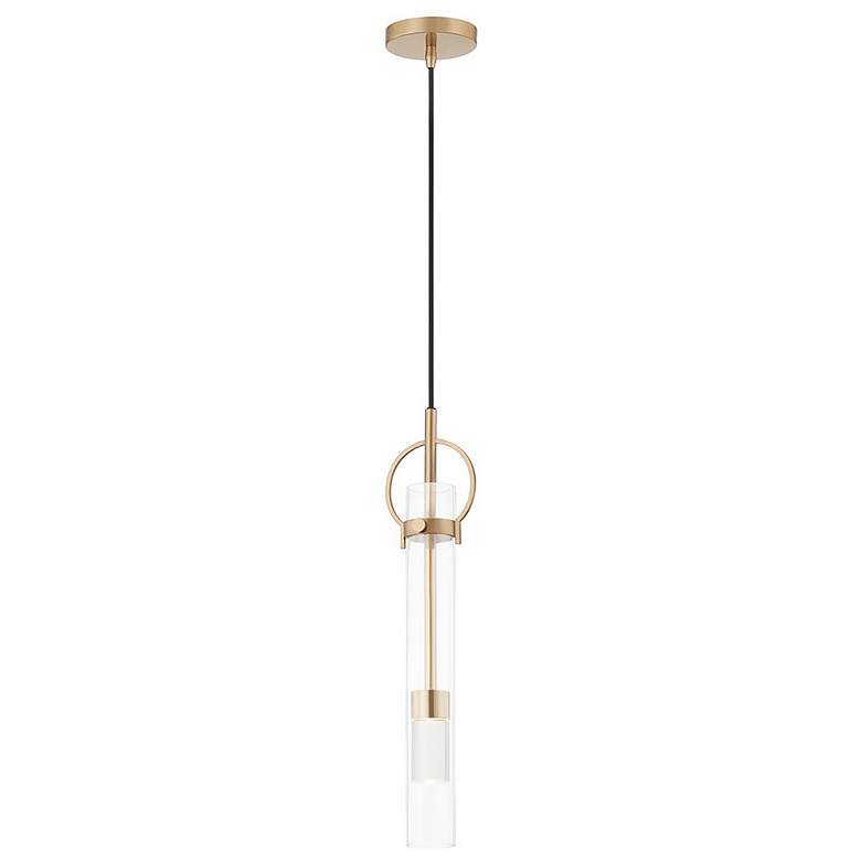 Image 1 Justice Design Chloe 5 inch Wide Brushed Brass LED Mini Pendant