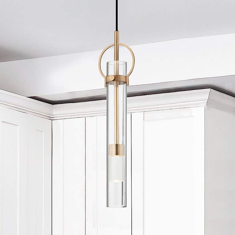Image 1 Justice Design Chloe 5" Wide Brushed Brass LED Mini Pendant