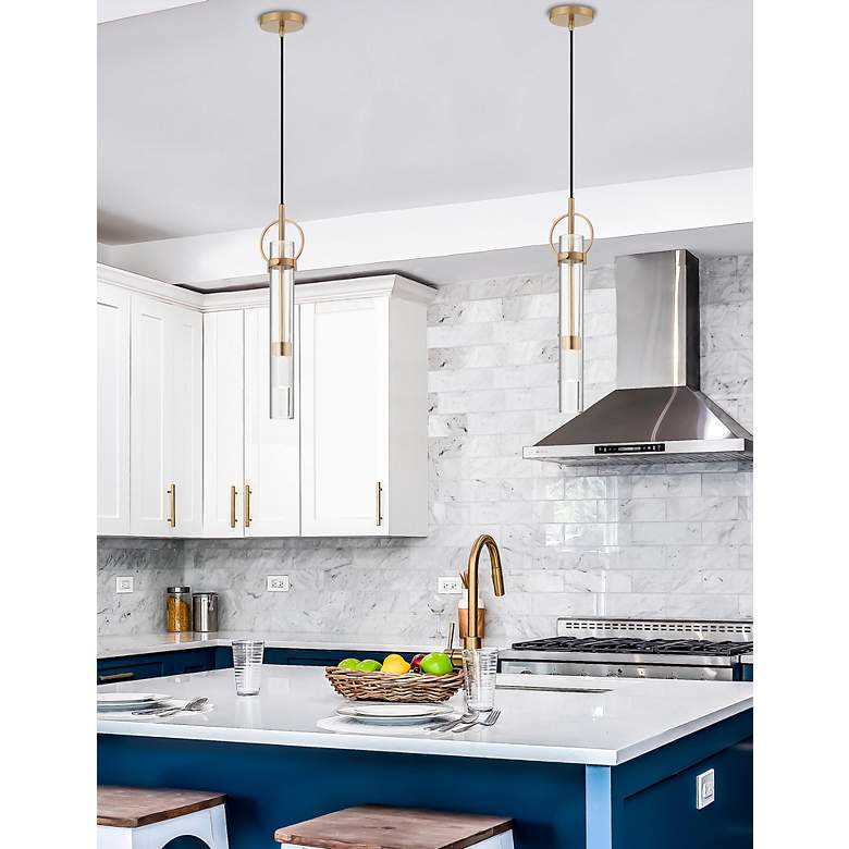Image 4 Justice Design Chloe 5" Wide Brushed Brass LED Mini Pendant more views