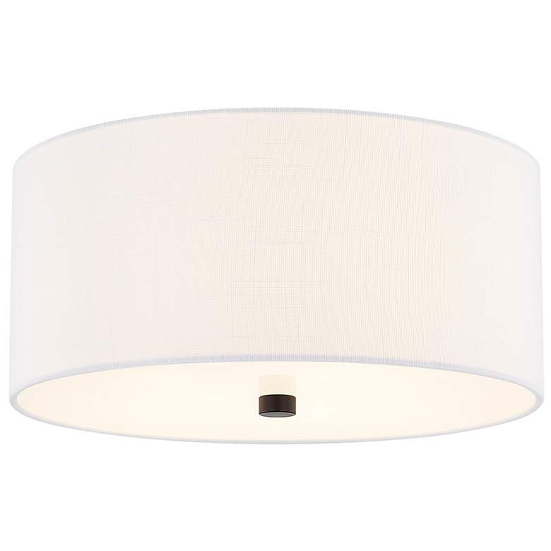 Image 1 Justice Design Classic 14" Wide White Linen Ceiling Light