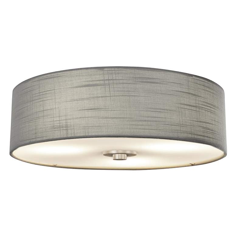 Image 3 Justice Design Classic 15 inch Brushed Nickel Gray Shade LED Ceiling Light