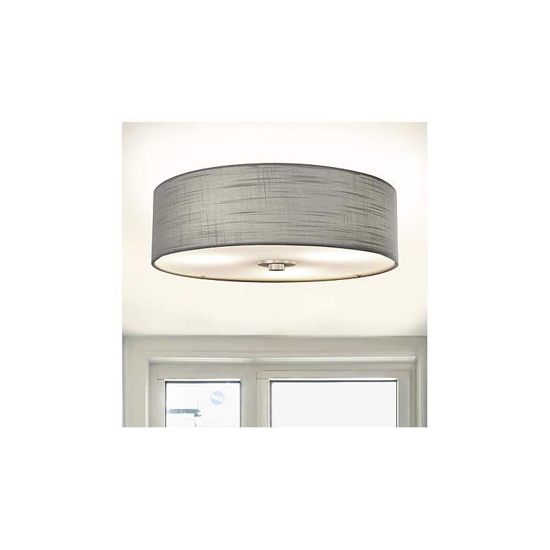 Image 2 Justice Design Classic 15 inch Brushed Nickel Gray Shade LED Ceiling Light