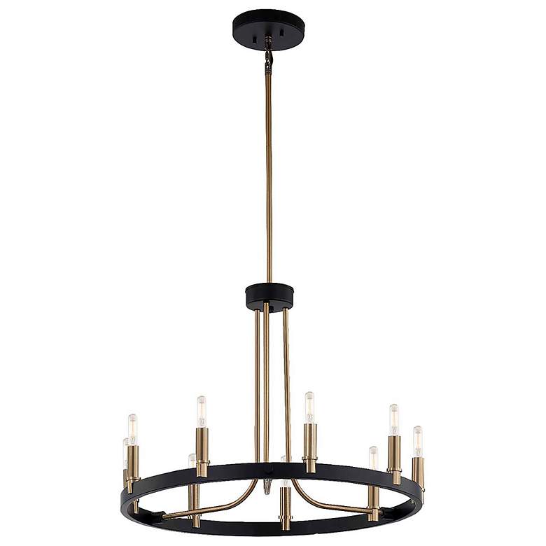 Image 1 Justice Design Clayton 23 inch Brass Black 9-Light Round Ring Chandelier