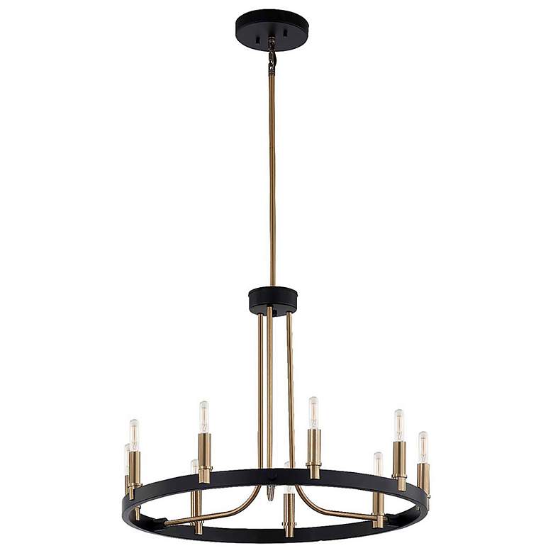 Image 2 Justice Design Clayton 23" Brass Black 9-Light Round Ring Chandelier more views