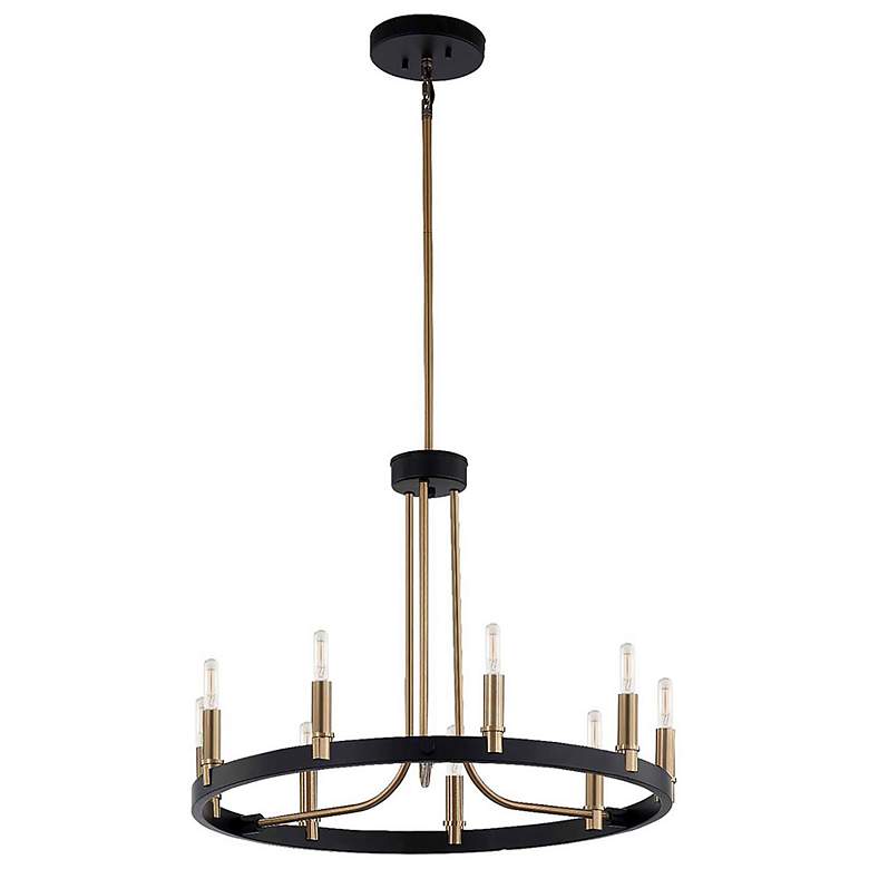 Image 2 Justice Design Clayton 23 inch Brass Black 9-Light Round Ring Chandelier more views