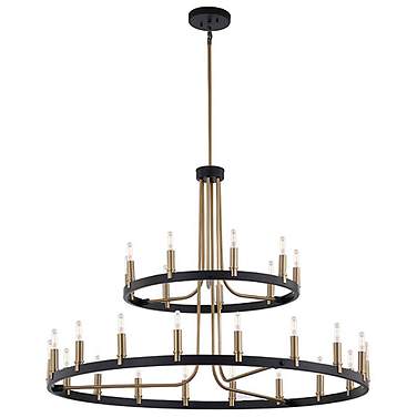 Justice Design Clayton 42" Brass Black 27-Light 2-Tier Ring Chandelier