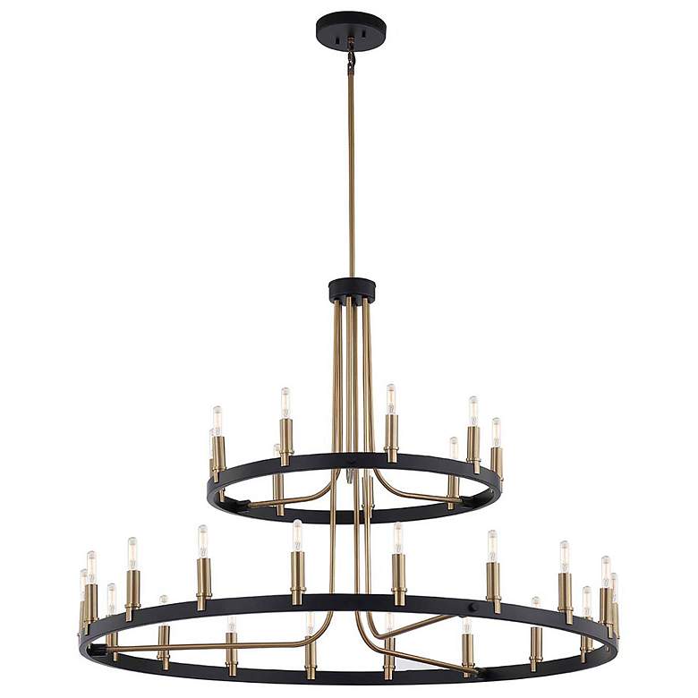 Image 1 Justice Design Clayton 42" Brass Black 27-Light 2-Tier Ring Chandelier