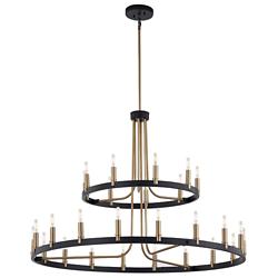 Justice Design Clayton 42" Brass Black 27-Light 2-Tier Ring Chandelier