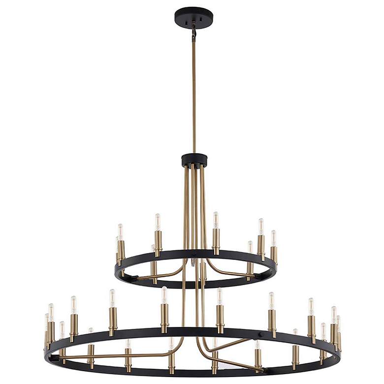 Image 2 Justice Design Clayton 42" Brass Black 27-Light 2-Tier Ring Chandelier more views