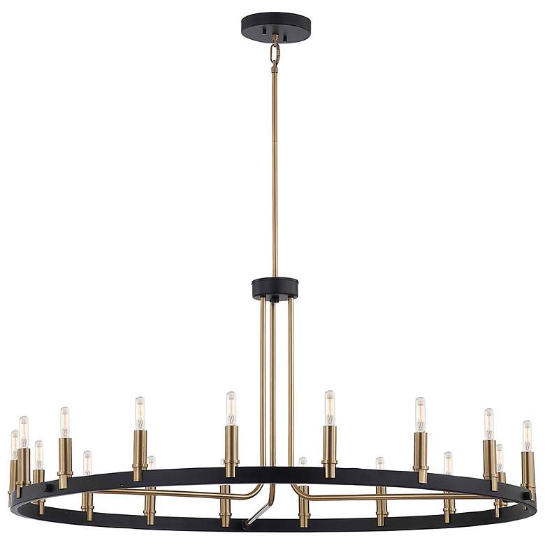 Image 2 Justice Design Clayton 42" Wide Brass Black 18-Light Ring Chandelier