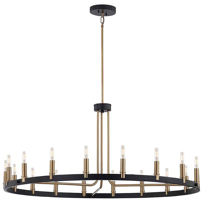 Image 1 Justice Design Clayton 42 inch Wide Brass Black 18-Light Ring Chandelier