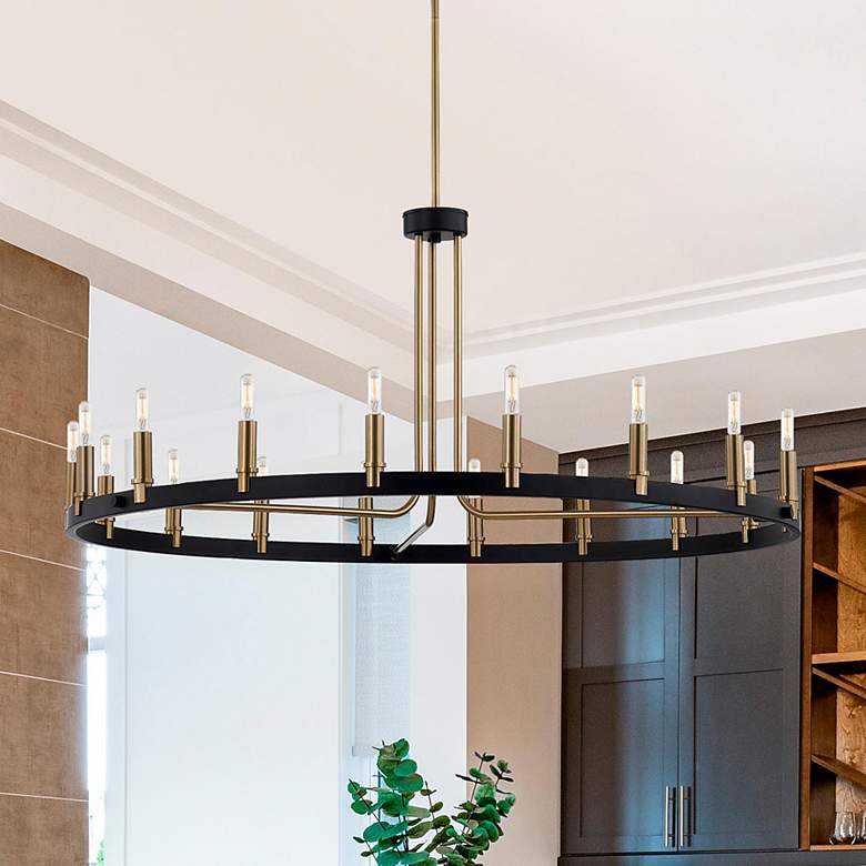 Image 1 Justice Design Clayton 42" Wide Brass Black 18-Light Ring Chandelier