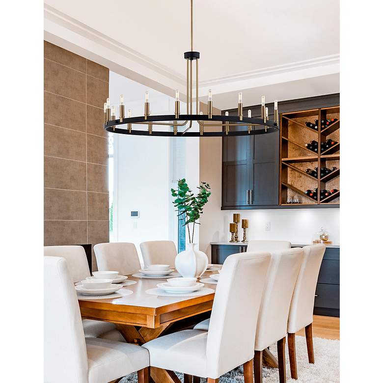 Image 4 Justice Design Clayton 42" Wide Brass Black 18-Light Ring Chandelier more views