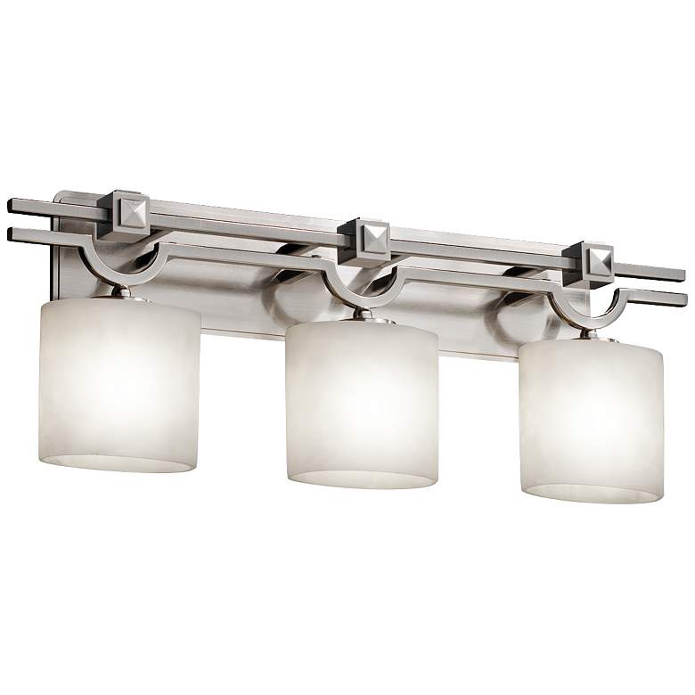 Image 2 Justice Design Clouds Argyle 29 inch Brushed Nickel 3-Light Bath Light