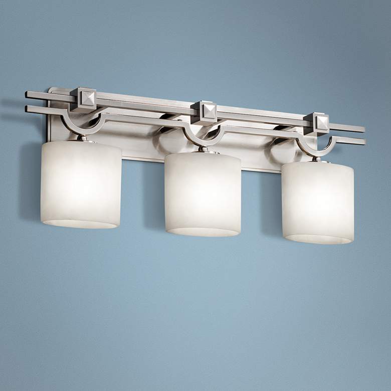 Image 1 Justice Design Clouds Argyle 29" Brushed Nickel 3-Light Bath Light