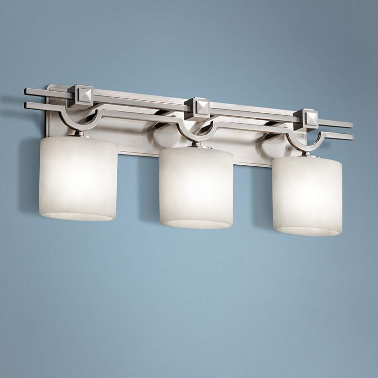 Image 1 Justice Design Clouds Argyle 29 inch Brushed Nickel 3-Light Bath Light