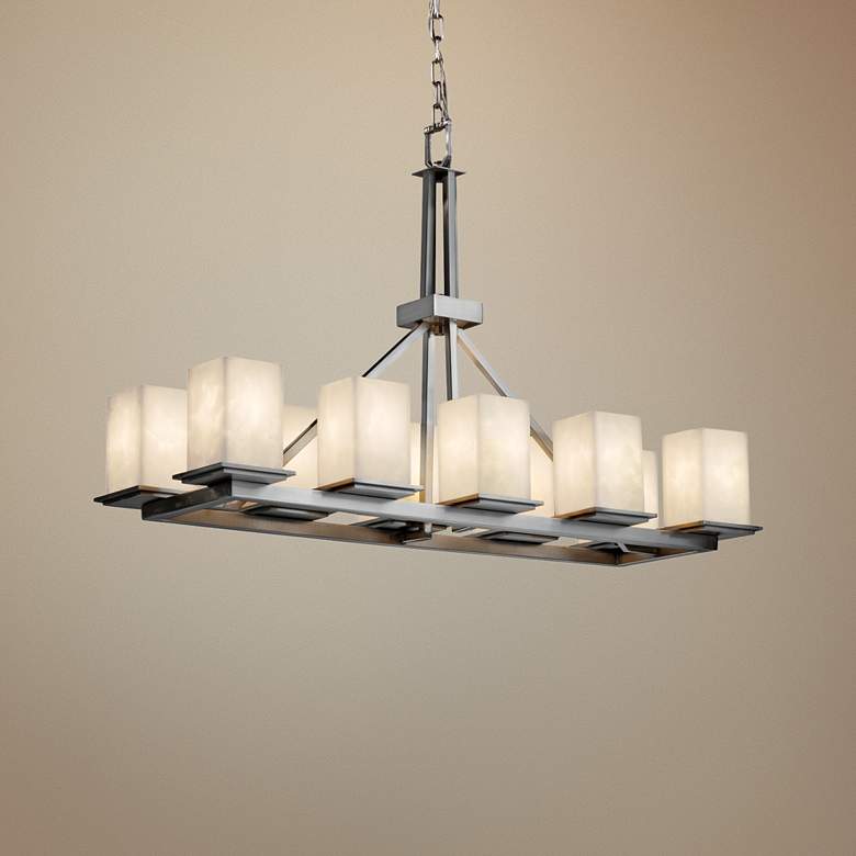 Image 1 Justice Design Clouds Montana 42" Nickel 10-Light Linear Chandelier