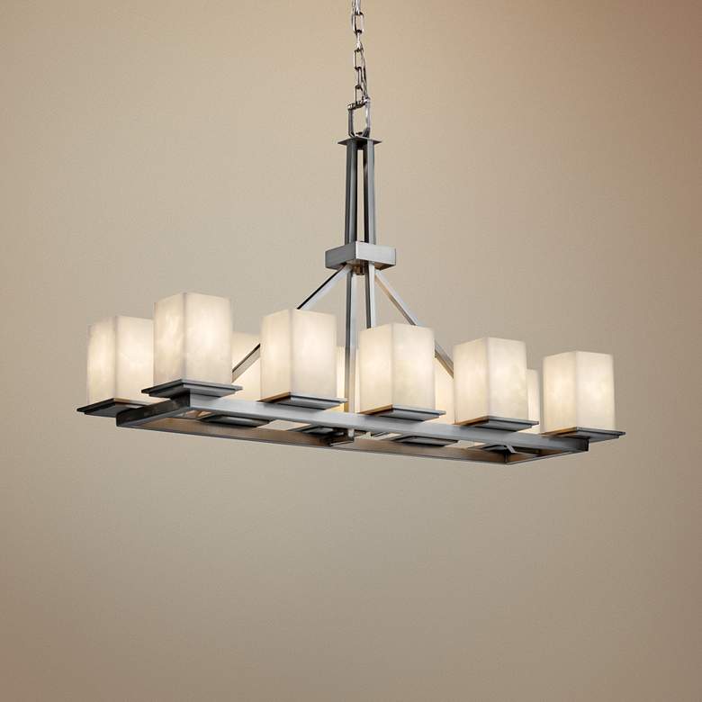 Image 1 Justice Design Clouds Montana 42 inch Nickel 10-Light Linear Chandelier