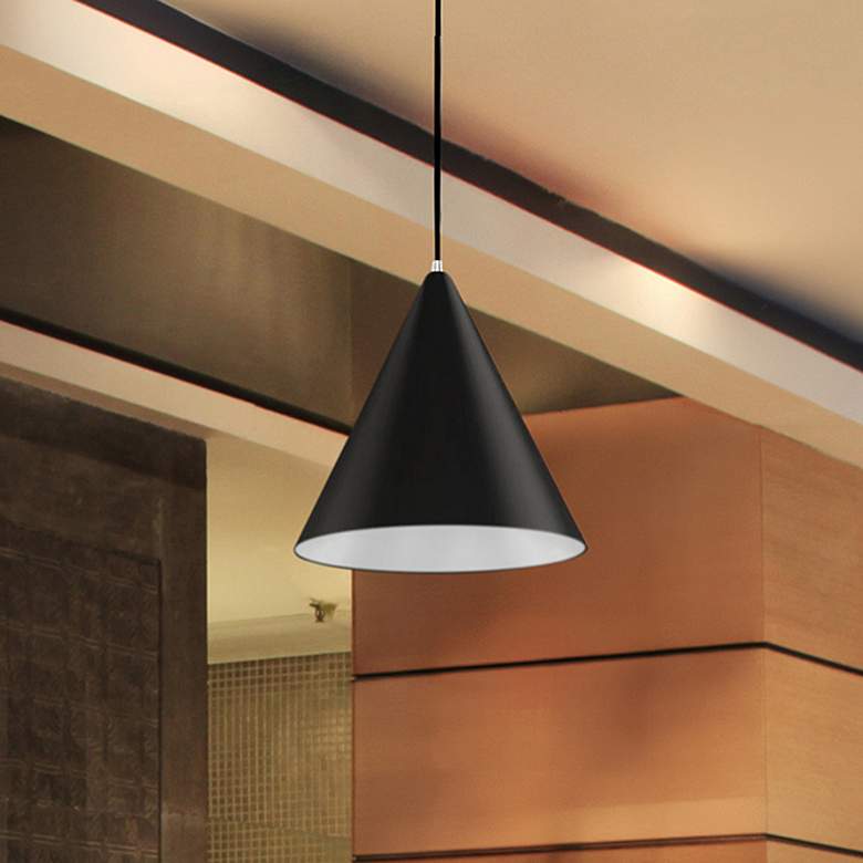 Image 1 Justice Design Conos 14"W Matte Black Cone Pendant Light
