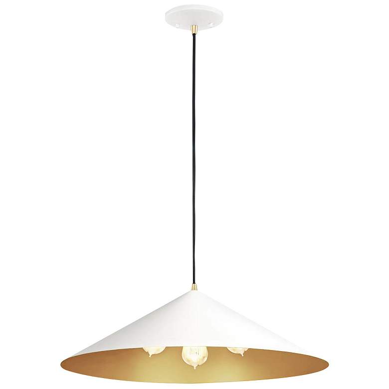 Image 1 Justice Design Conos 24" Matte White And Gold 3-Light Cone Pendant