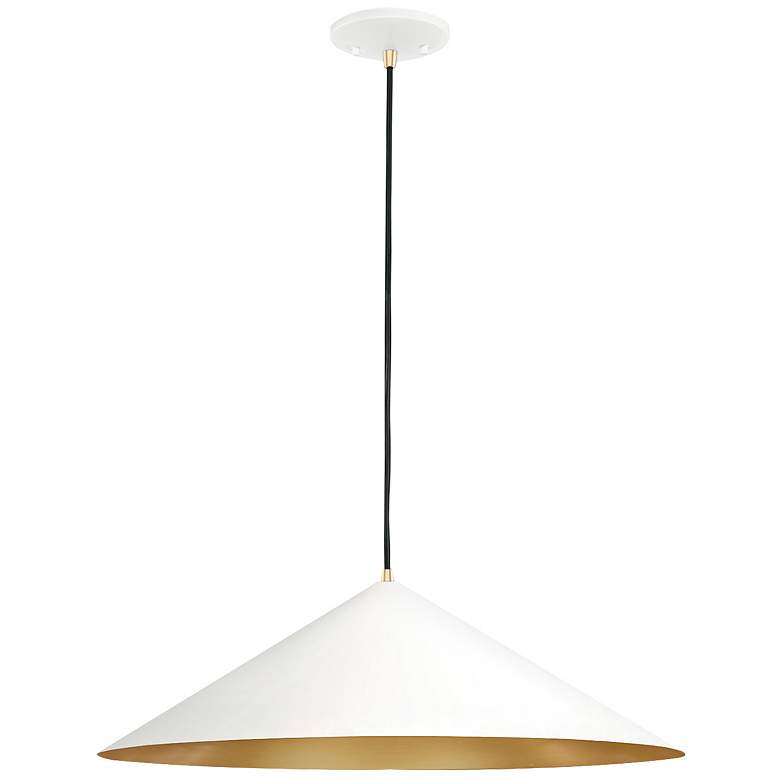 Image 2 Justice Design Conos 24" Matte White And Gold 3-Light Cone Pendant more views