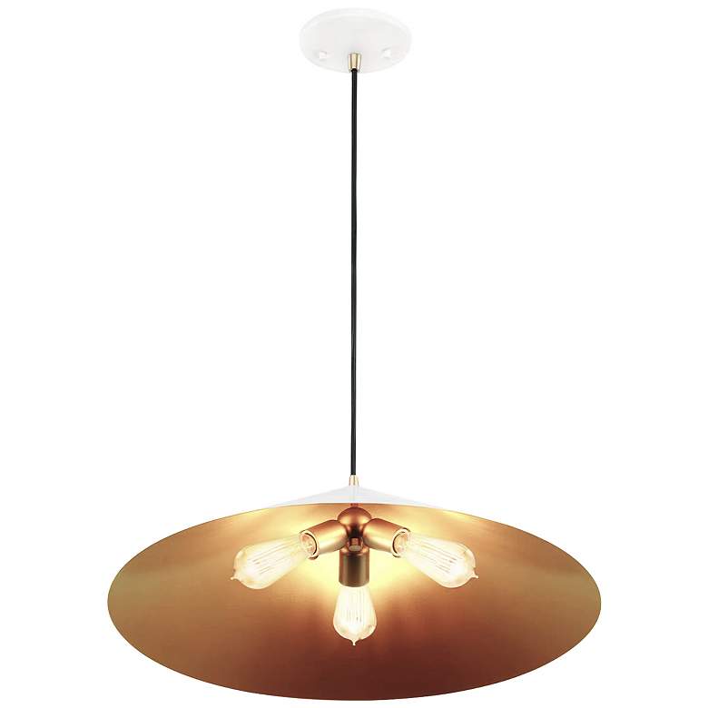 Image 3 Justice Design Conos 24" Matte White And Gold 3-Light Cone Pendant more views