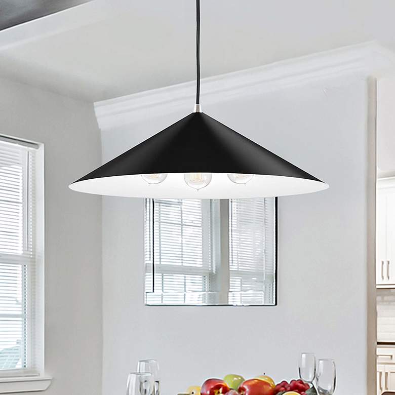 Image 1 Justice Design Conos 24"W Matte Black 3-Light Cone Pendant