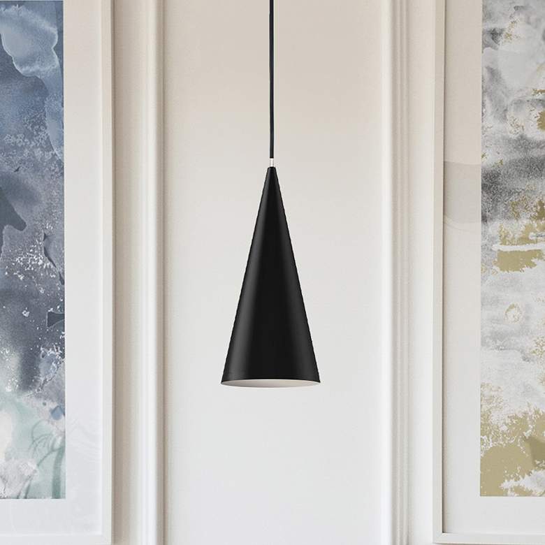 Image 1 Justice Design Conos 7" Wide Matte Black Cone Mini Pendant