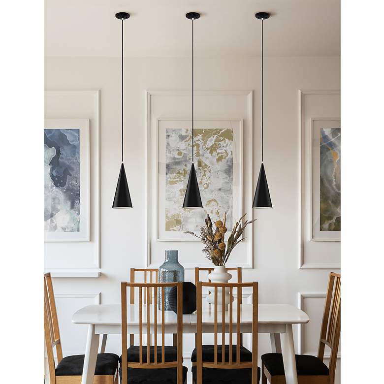 Image 3 Justice Design Conos 7" Wide Matte Black Cone Mini Pendant more views
