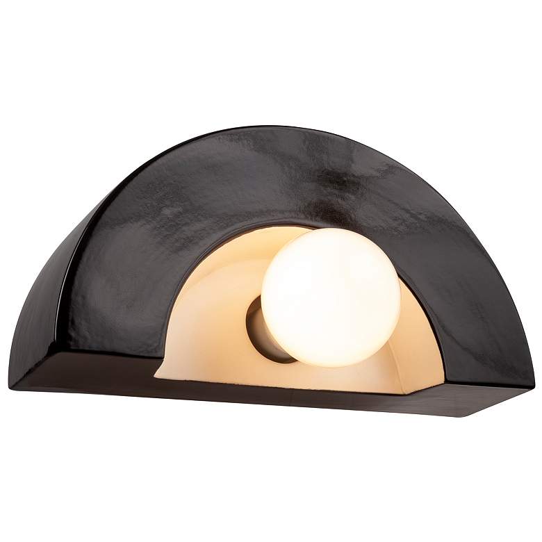Image 1 Justice Design Crescent 6" High Gloss Black Ceramic Wall Sconce