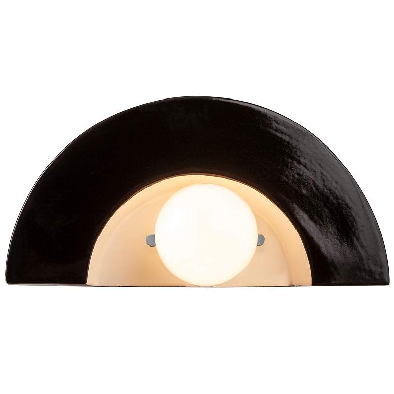 Image 2 Justice Design Crescent 6" High Gloss Black Ceramic Wall Sconce more views