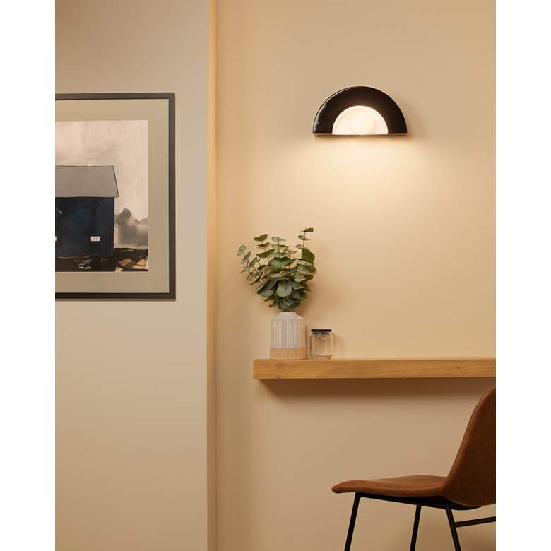 Image 3 Justice Design Crescent 6 inch High Gloss Black Ceramic Wall Sconce more views