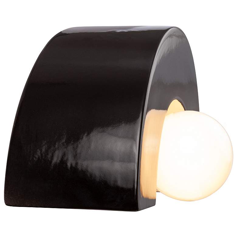 Image 3 Justice Design Crescent 6" High Gloss Black Ceramic Wall Sconce more views