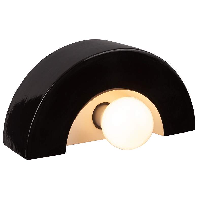 Image 4 Justice Design Crescent 6" High Gloss Black Ceramic Wall Sconce more views