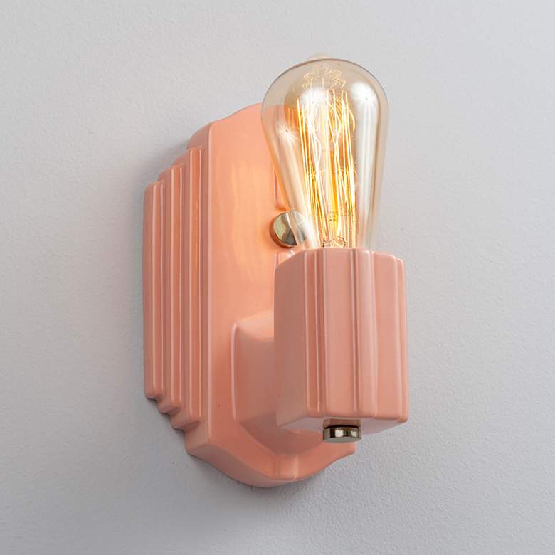 Image 1 Justice Design Deco 8 1/4" High Bisque Ceramic Wall Sconce